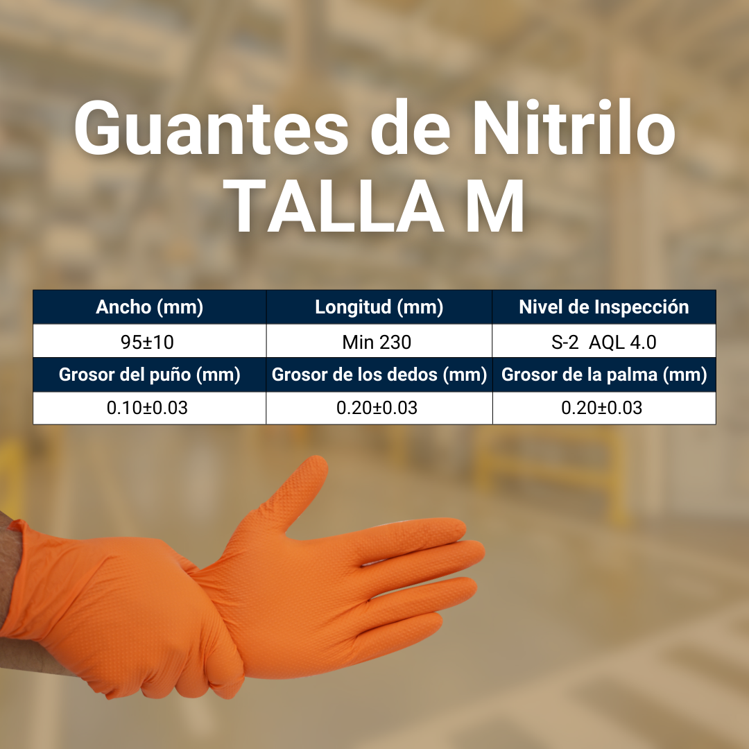 Talla M - Guante Nitrilo Naranja